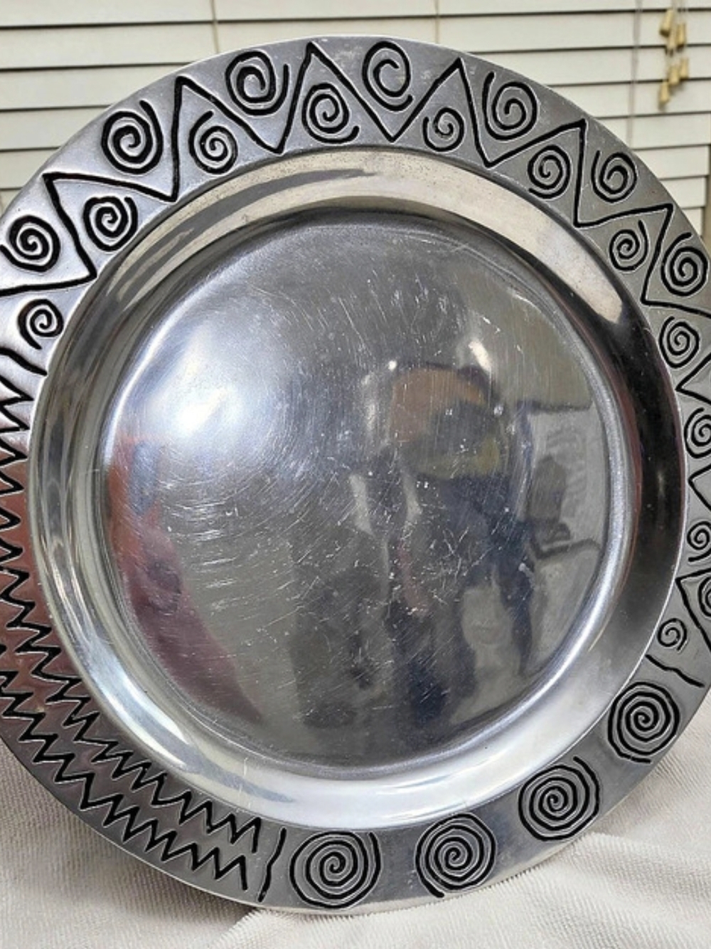 Wilton Armetale Reggae 12.25" Round Serving Platter Tray RWP USA Geometric